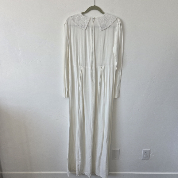 Handmade White Maxi Dress Lace Church Modest Temple Boho Grandmacore Large - Picture 7 of 8